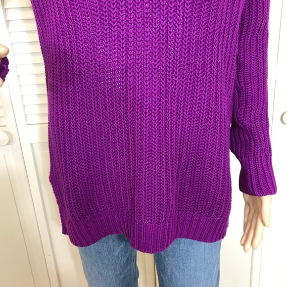 NWT Lauren by Ralph Lauren Bright Purple Cotton Sweater XS - Picture 4 of 14